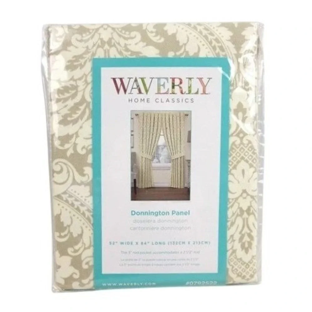 Waverly Donnington Curtain Panel 52x84 Linen New Damask Cotton Back Tab